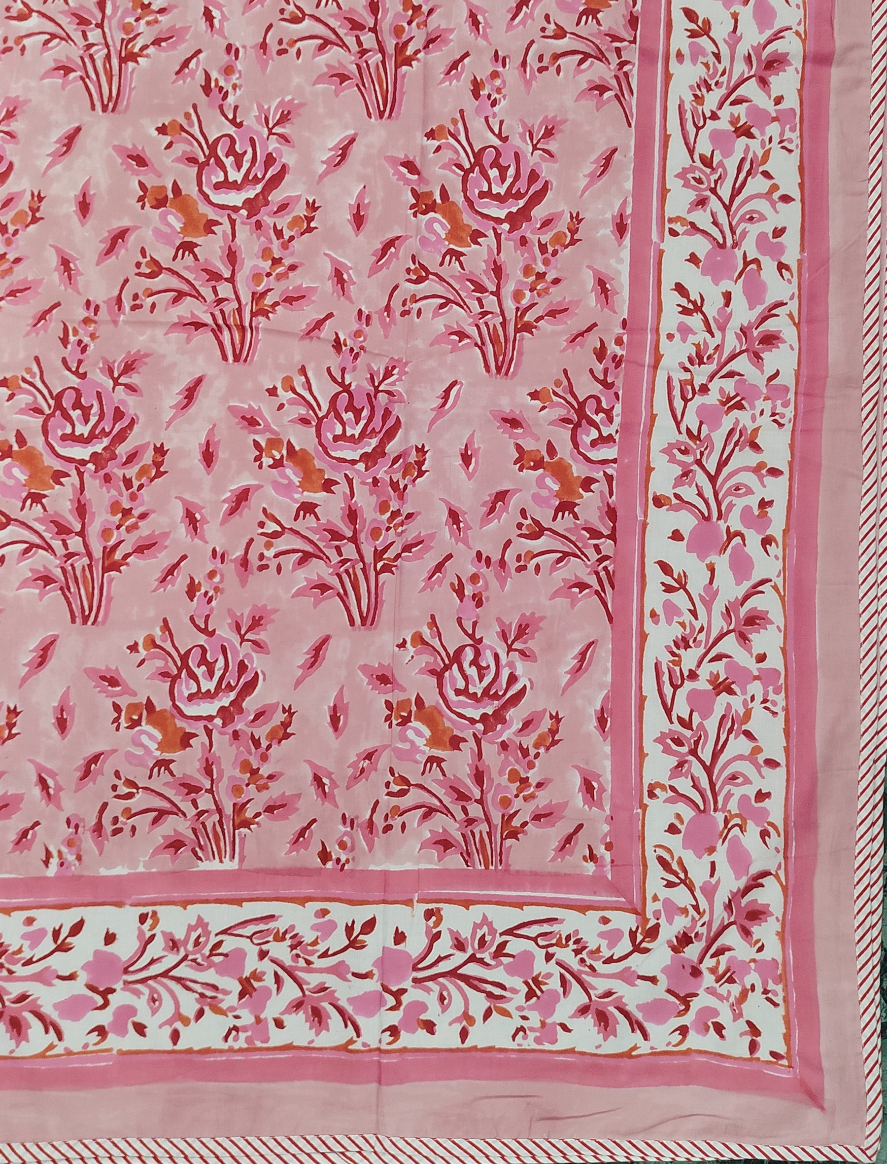 White Hand Block Printed Mul Mul Cotton Reversible Single Dohar