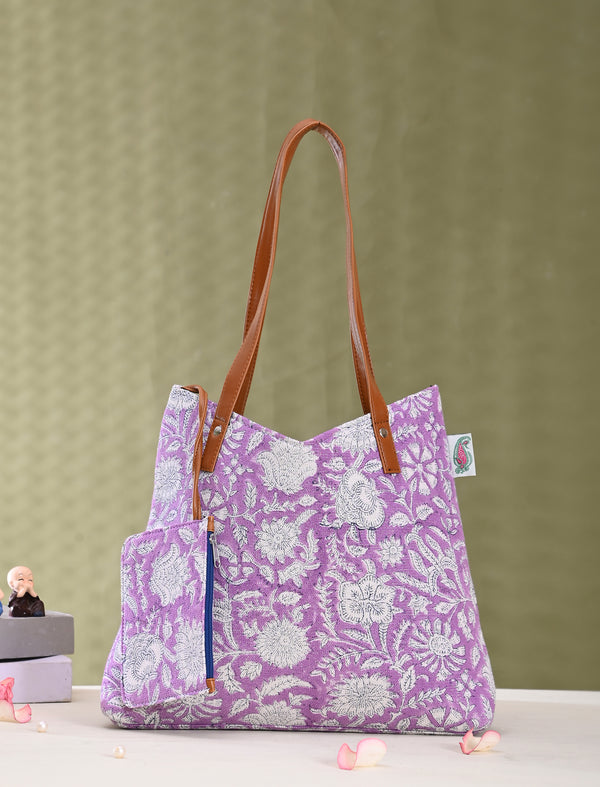 Block Printed Cotton Bag For Women