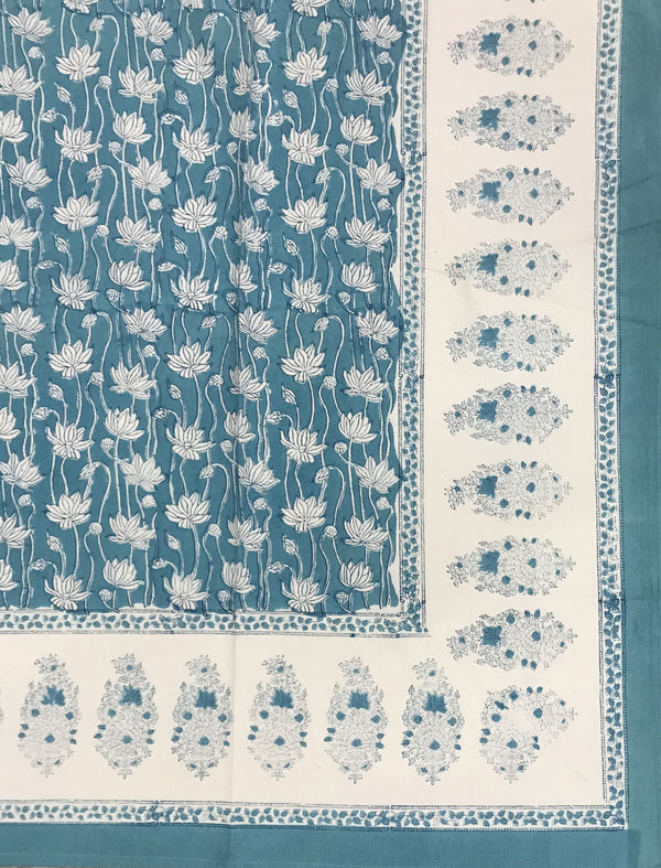 Block Printed Single Bedsheet