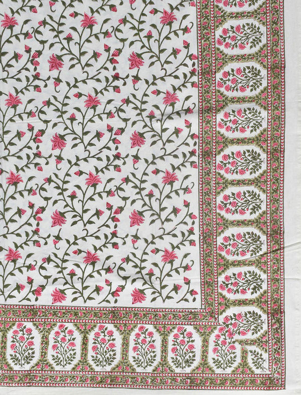 Block Printed Single Bedsheet