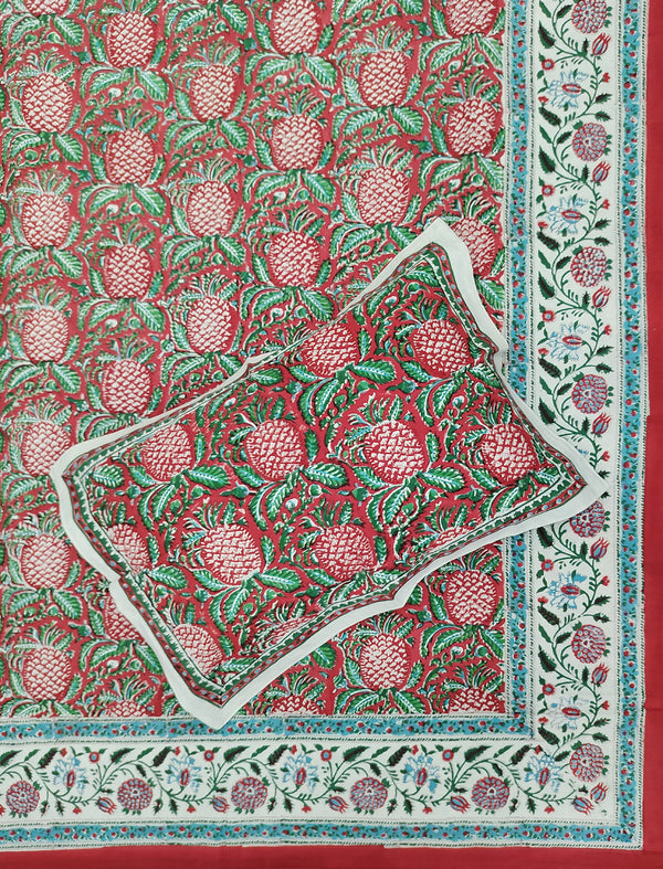 Hand Block Printed Cotton Double Bedsheet With Pillow Cover