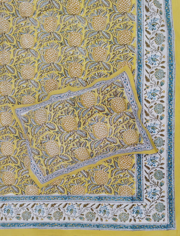 Hand Block Printed Cotton Double Bedsheet With Pillow Cover