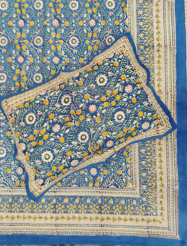 Hand Block Printed Cotton Double Bedsheet With Pillow Cover