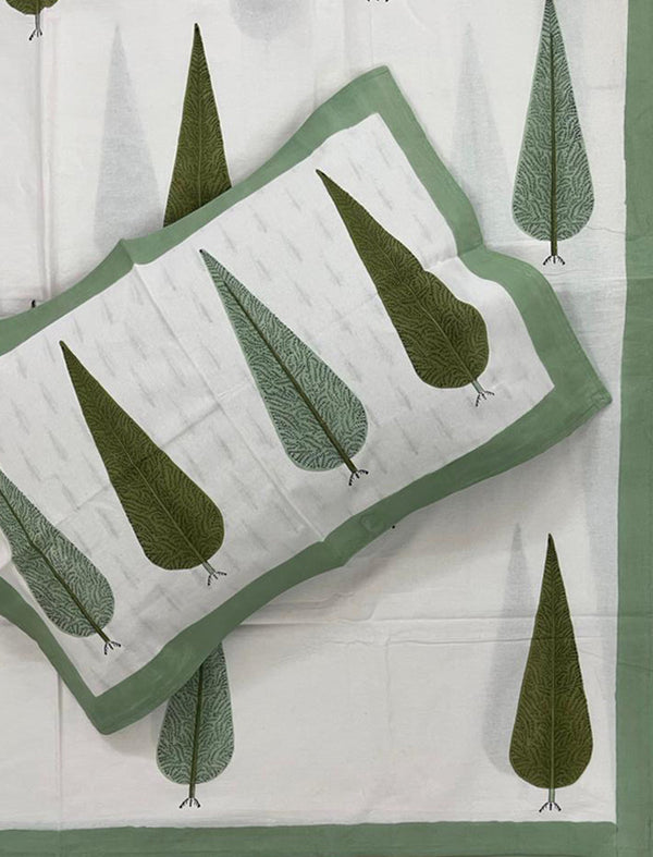 Hand Block Printed Cotton Double Bedsheet With Pillow Cover