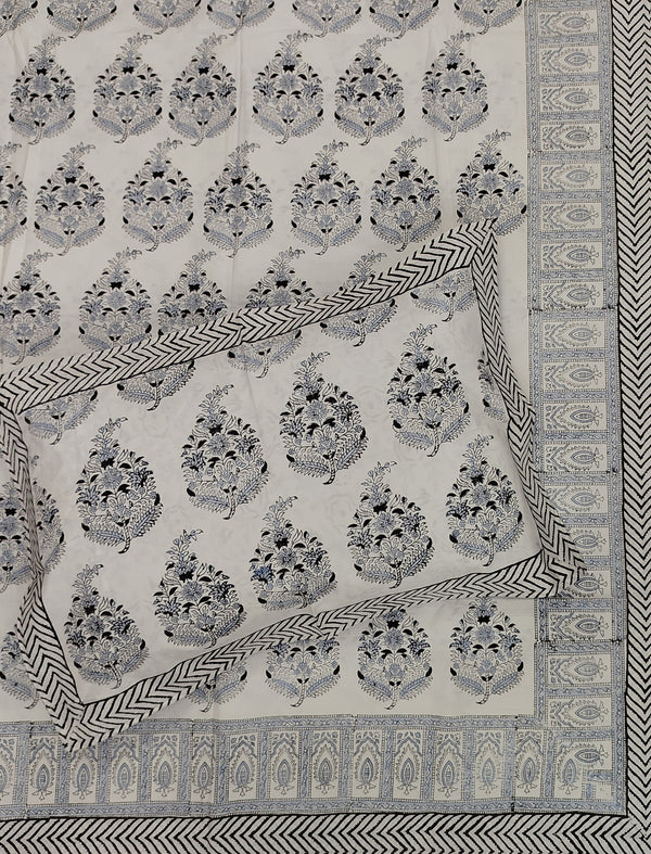 Hand Block Printed Cotton Double Bedsheet With Pillow Covers