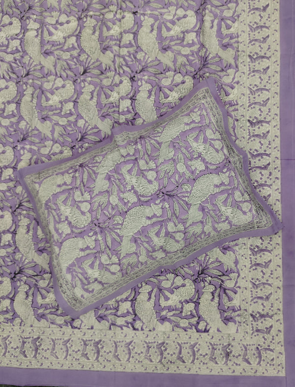 Percale Cotton Double Bedsheet With Pillow Covers ( 90 × 108 )