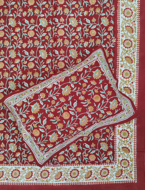 Percale Cotton Double Bedsheet With Pillow Covers ( 108 × 108 )