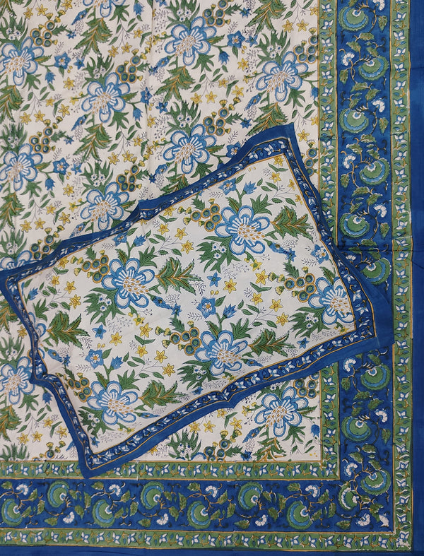 Percale Cotton Double Bedsheet With Pillow Covers ( 90 × 108 )