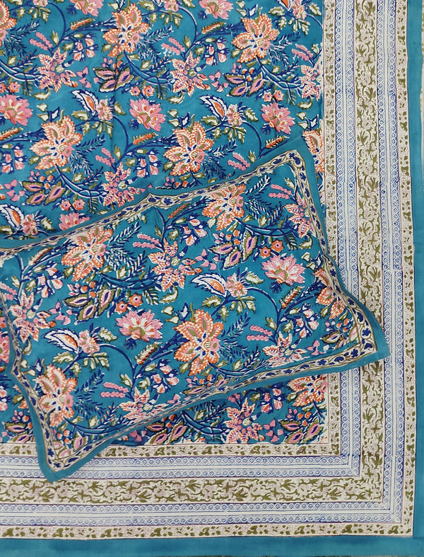 Percale Cotton Double Bedsheet With Pillow Covers ( 108 × 108 )