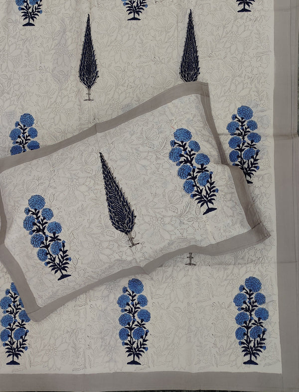 Percale Cotton Double Bedsheet With Pillow Covers ( 108 × 108 )