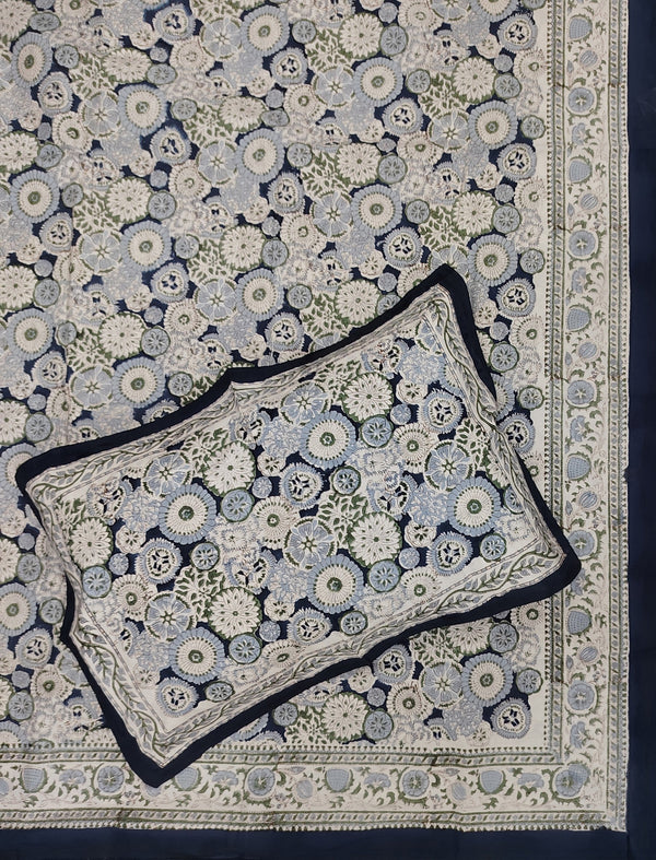 Percale Cotton Double Bedsheet With Pillow Covers ( 90 × 108 )