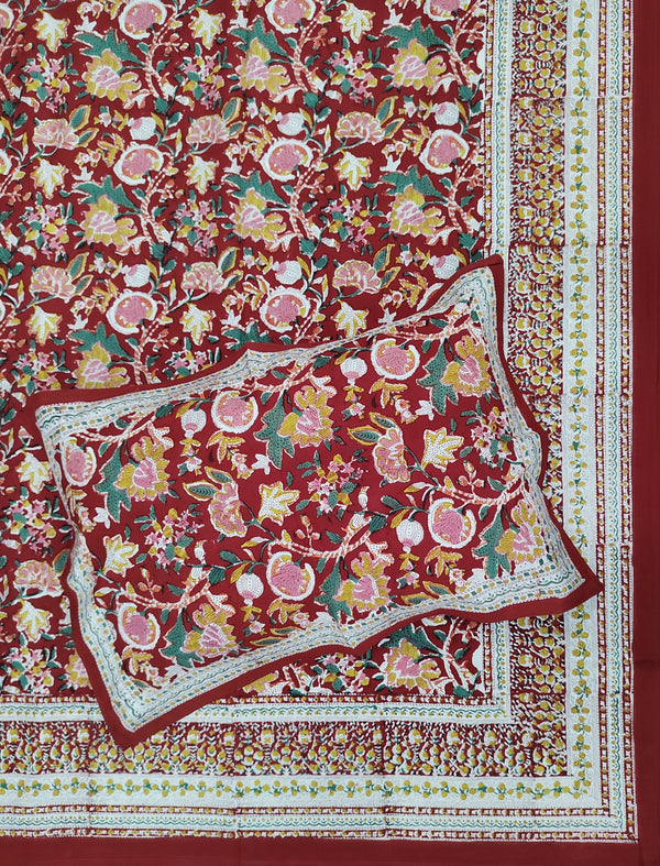 Percale Cotton Double Bedsheet With Pillow Covers ( 90 × 108 )