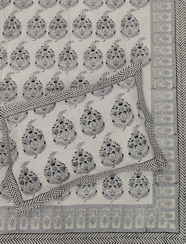 Percale Cotton Double Bedsheet With Pillow Covers ( 90 × 108 )