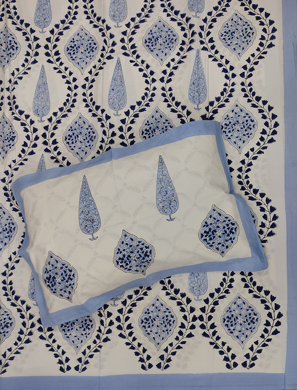 Percale Cotton Double Bedsheet With Pillow Covers ( 90 × 108 )