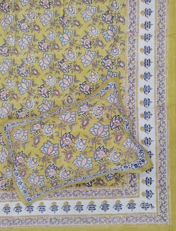 Percale Cotton Double Bedsheet With Pillow Covers ( 108 × 108 )