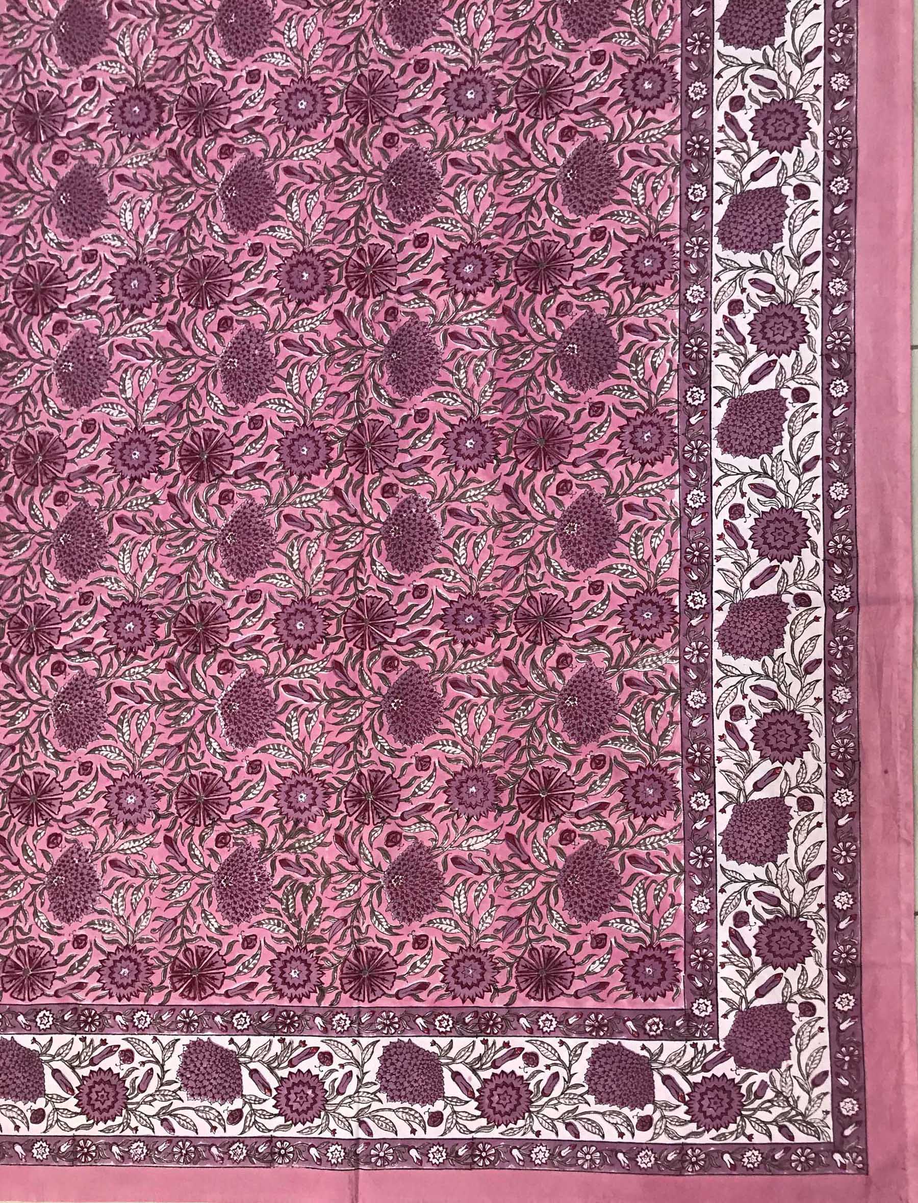 Hand Block Printed Cotton Double Bedsheet With Pillow Cover