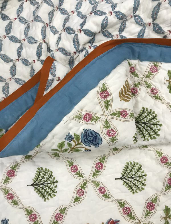 Hand Block Printed Cotton Double Quilt