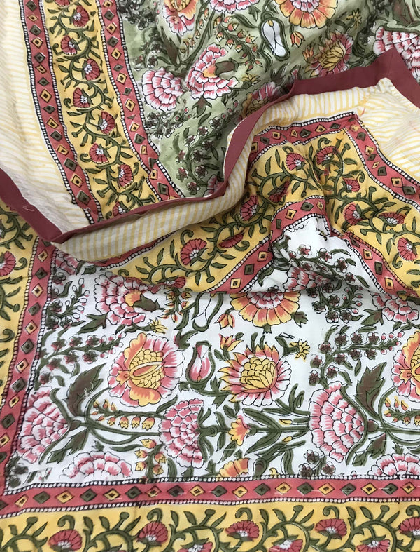 Hand Block Printed Cotton Double Quilt