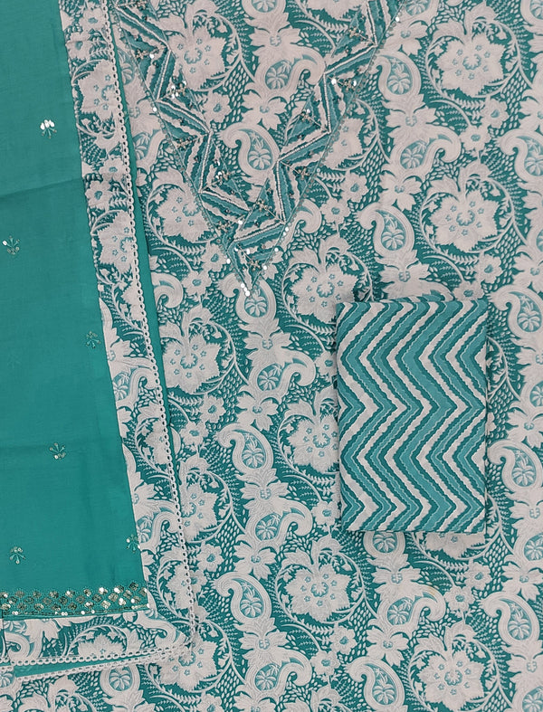 Festive Unstitched Cotton Fancy Suit