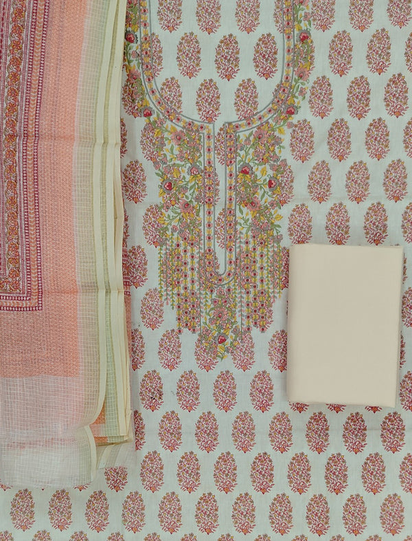 Festive Unstitched Cotton Fancy Suit