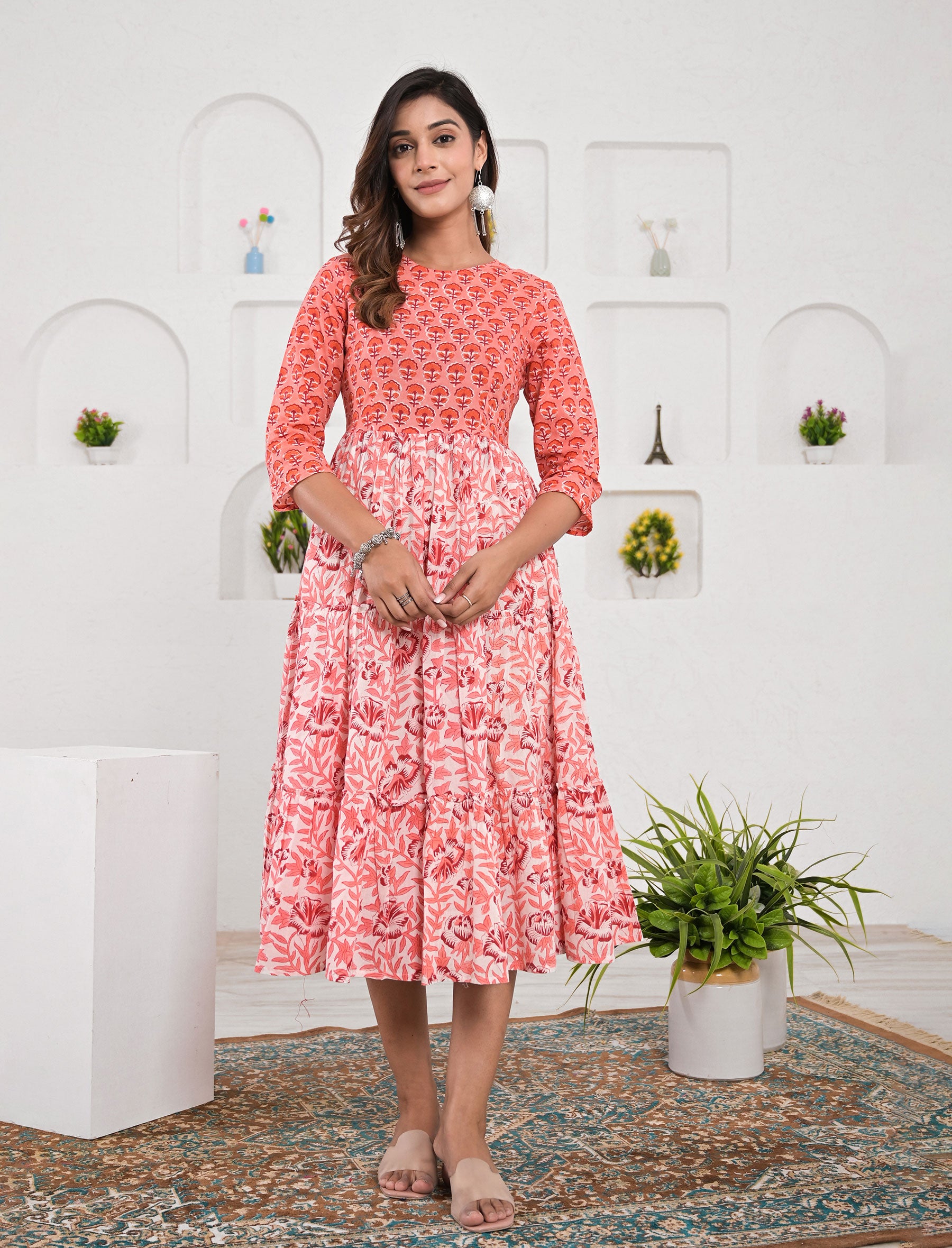 Pink Jaal Cotton Printed Dress