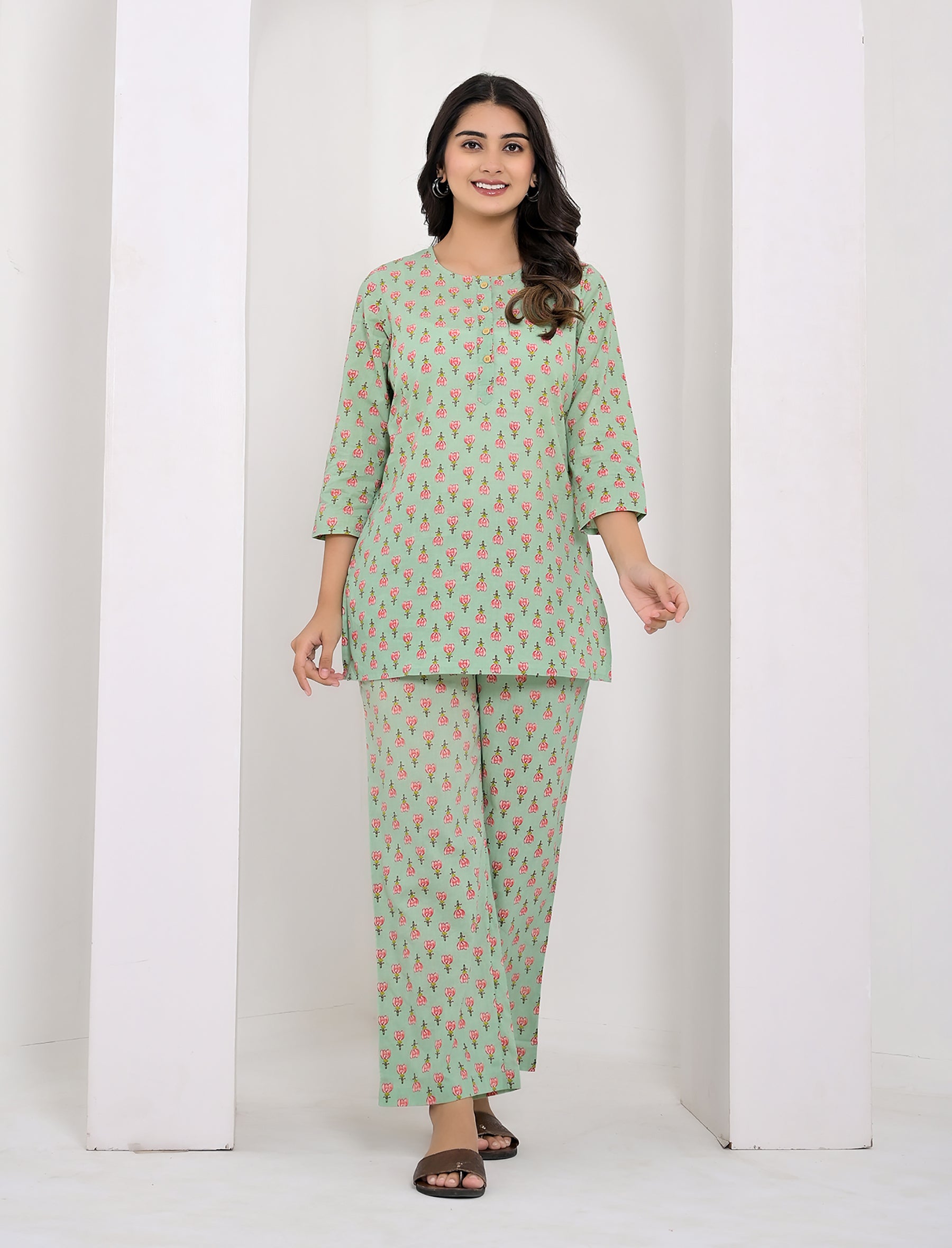 Green Butti Printed Cotton Co-Ord Set