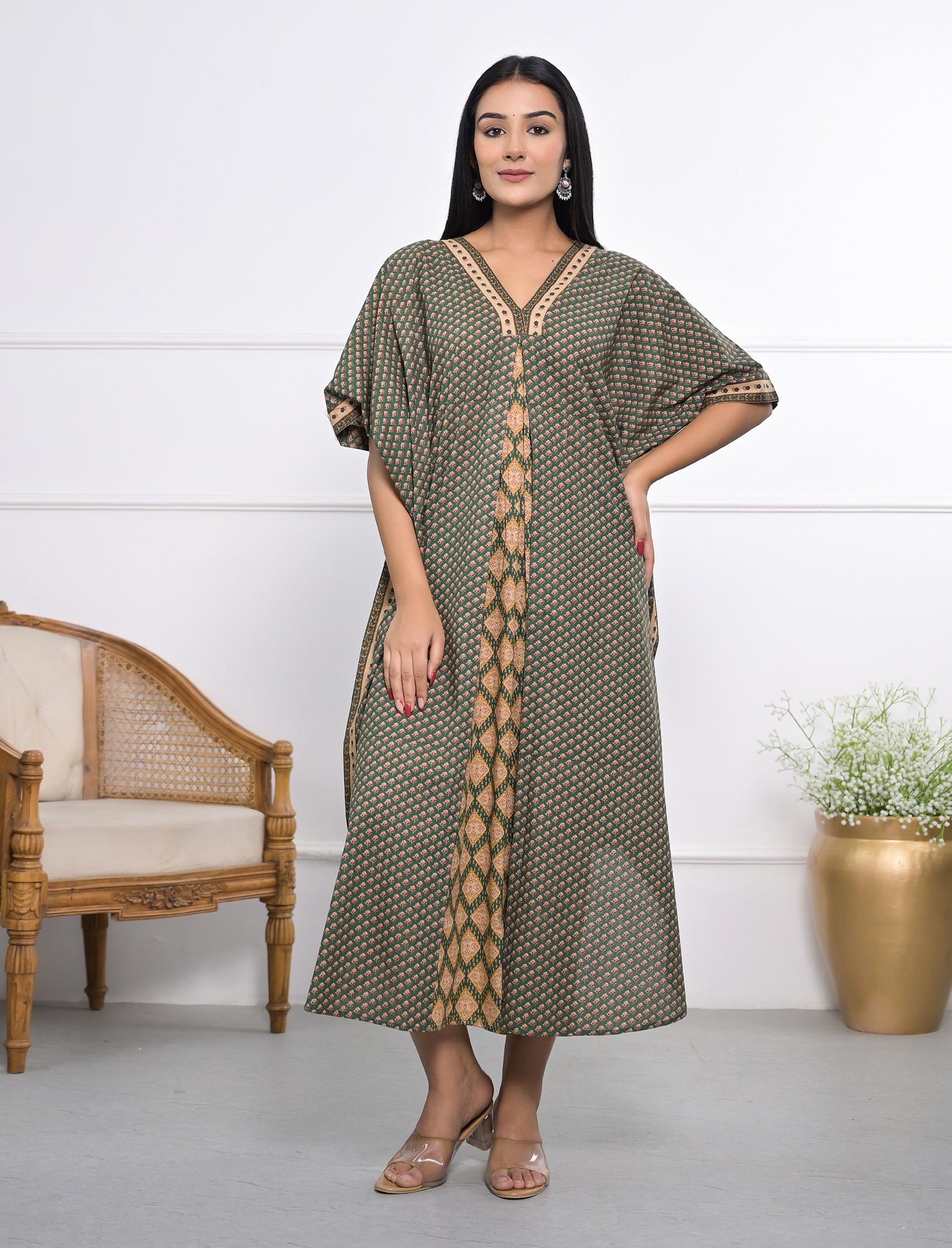 Hand Block Printed Cotton Kaftan