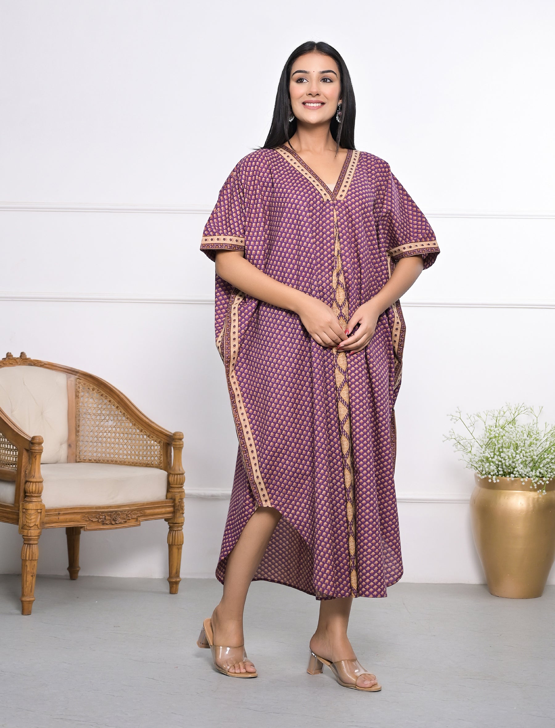 Hand Block Printed Cotton Kaftan