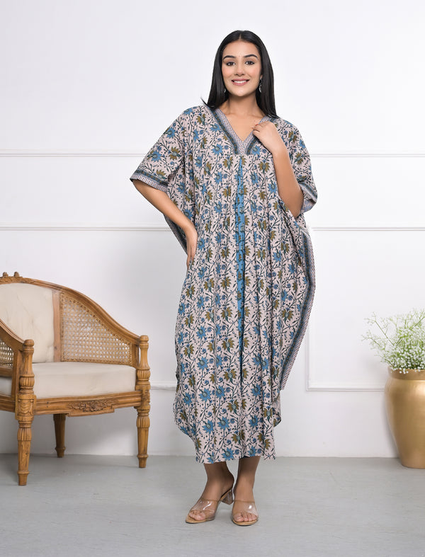 Hand Block Printed Cotton Kaftan