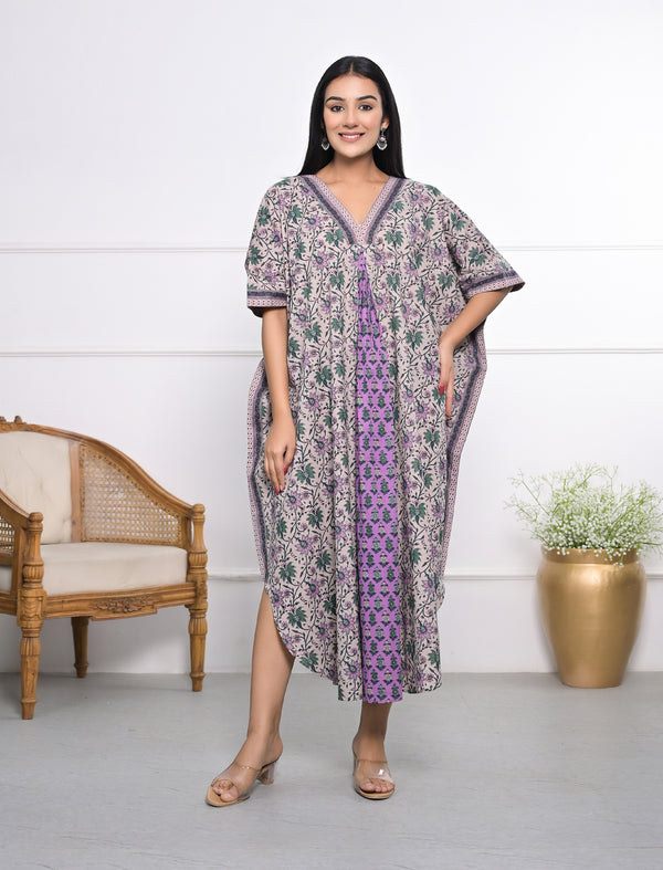 Hand Block Printed Cotton Kaftan