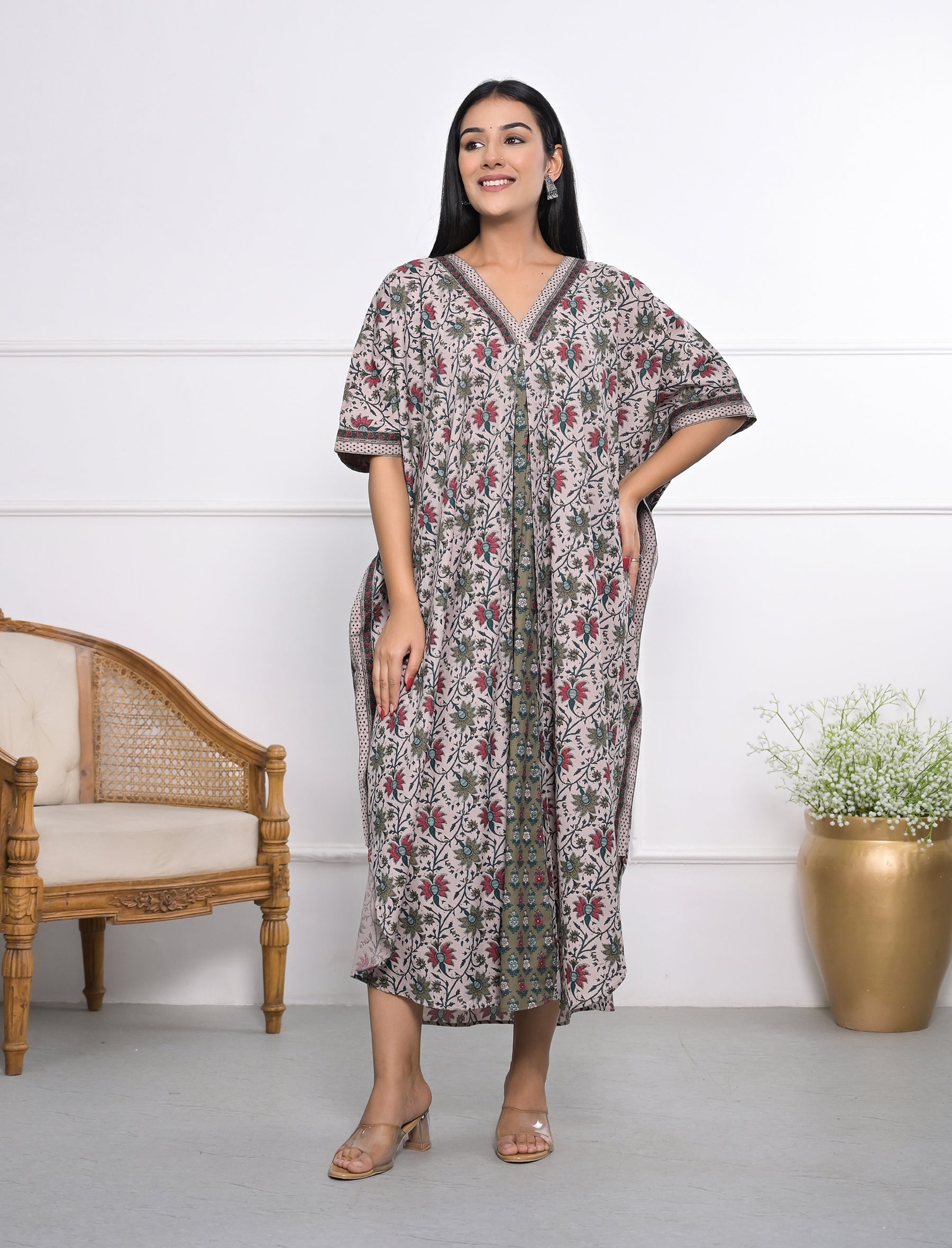 Hand Block Printed Cotton Kaftan