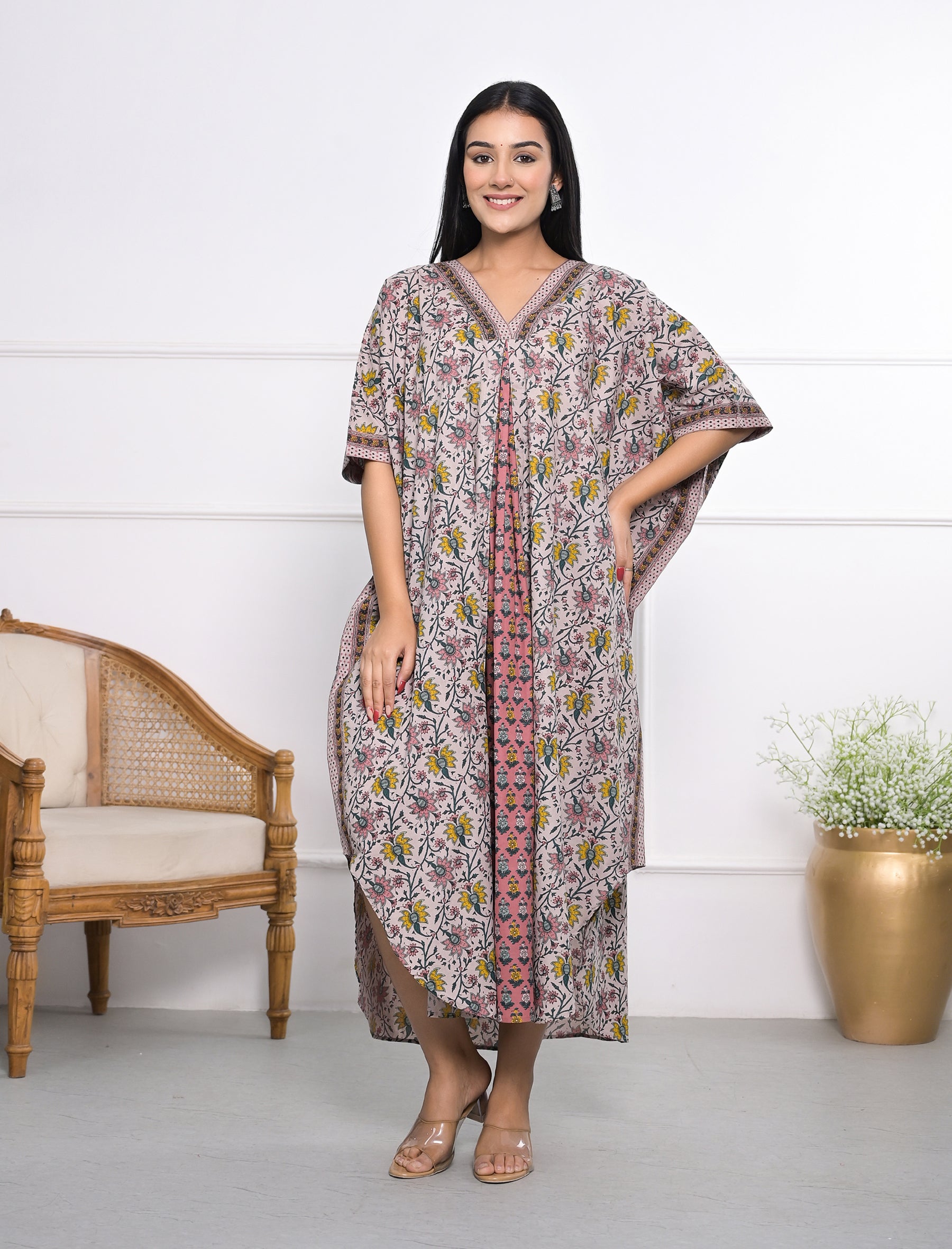 Hand Block Printed Cotton Kaftan