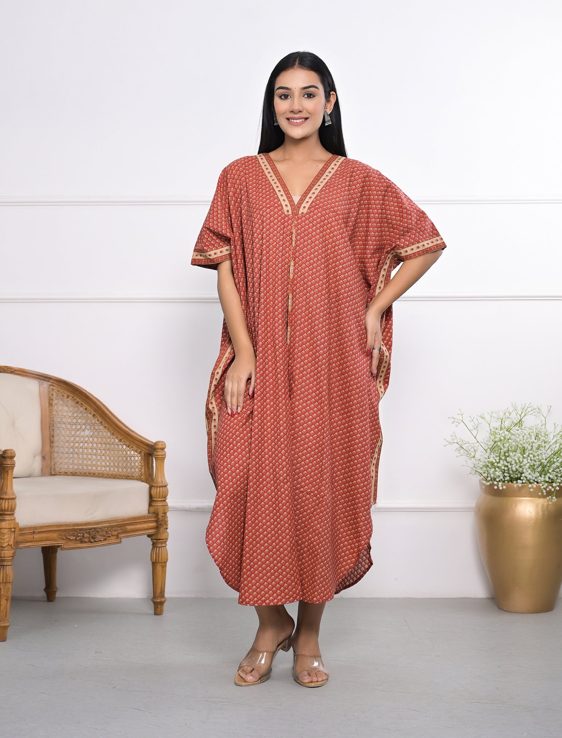 Hand Block Printed Cotton Kaftan