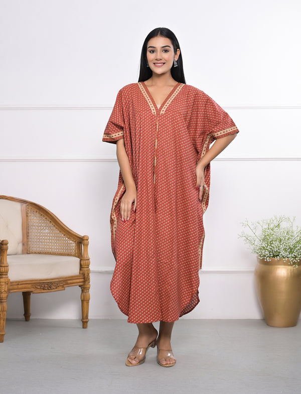 Hand Block Printed Cotton Kaftan