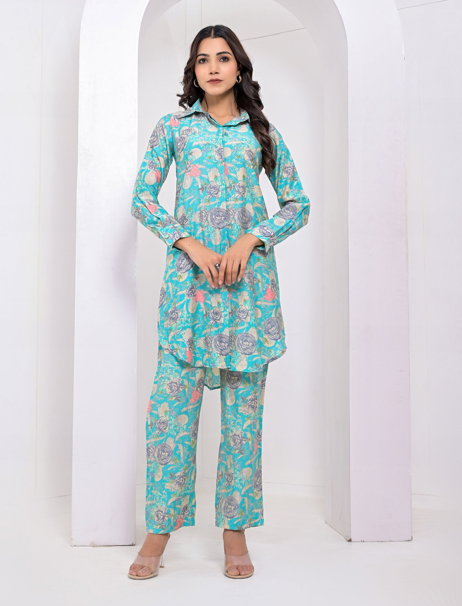 Blue Printed Cotton Co-Ord Set