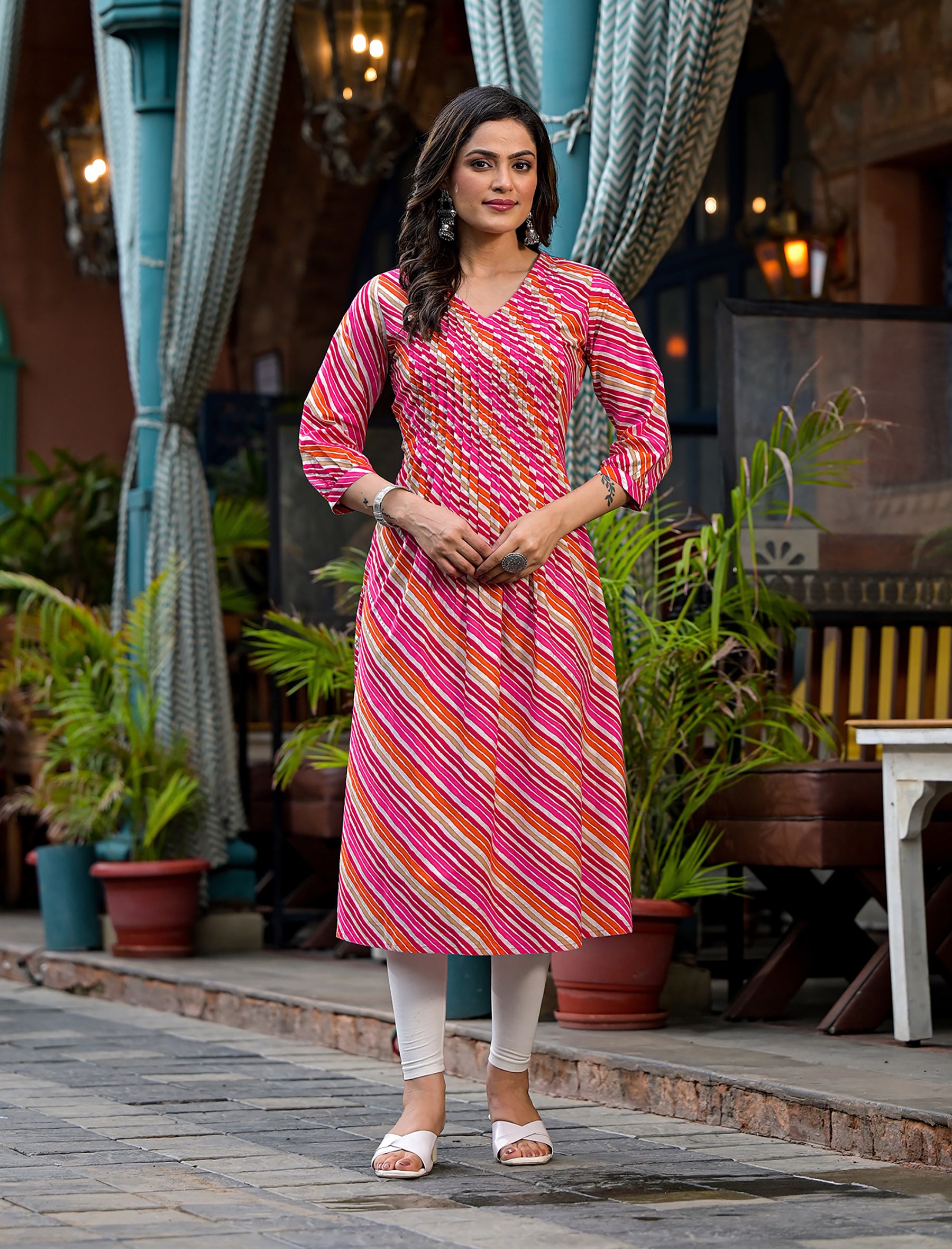 Rani Cotton Lehariya Straight Kurti