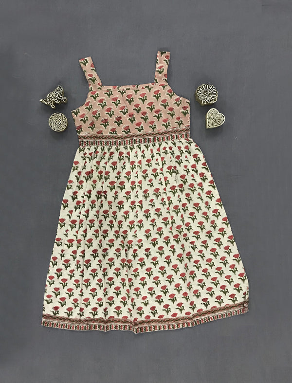 Block Printed Cotton Dress For Kids