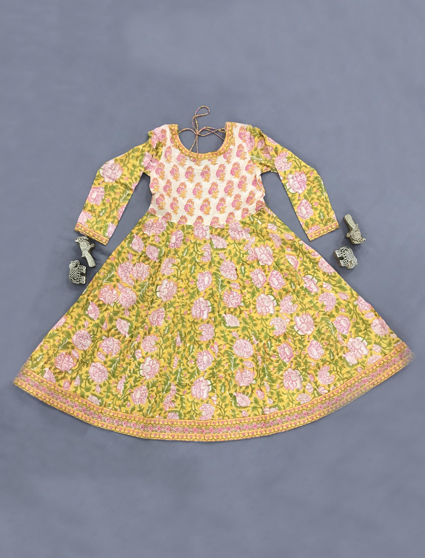 Block Printed Cotton Dress For Kids