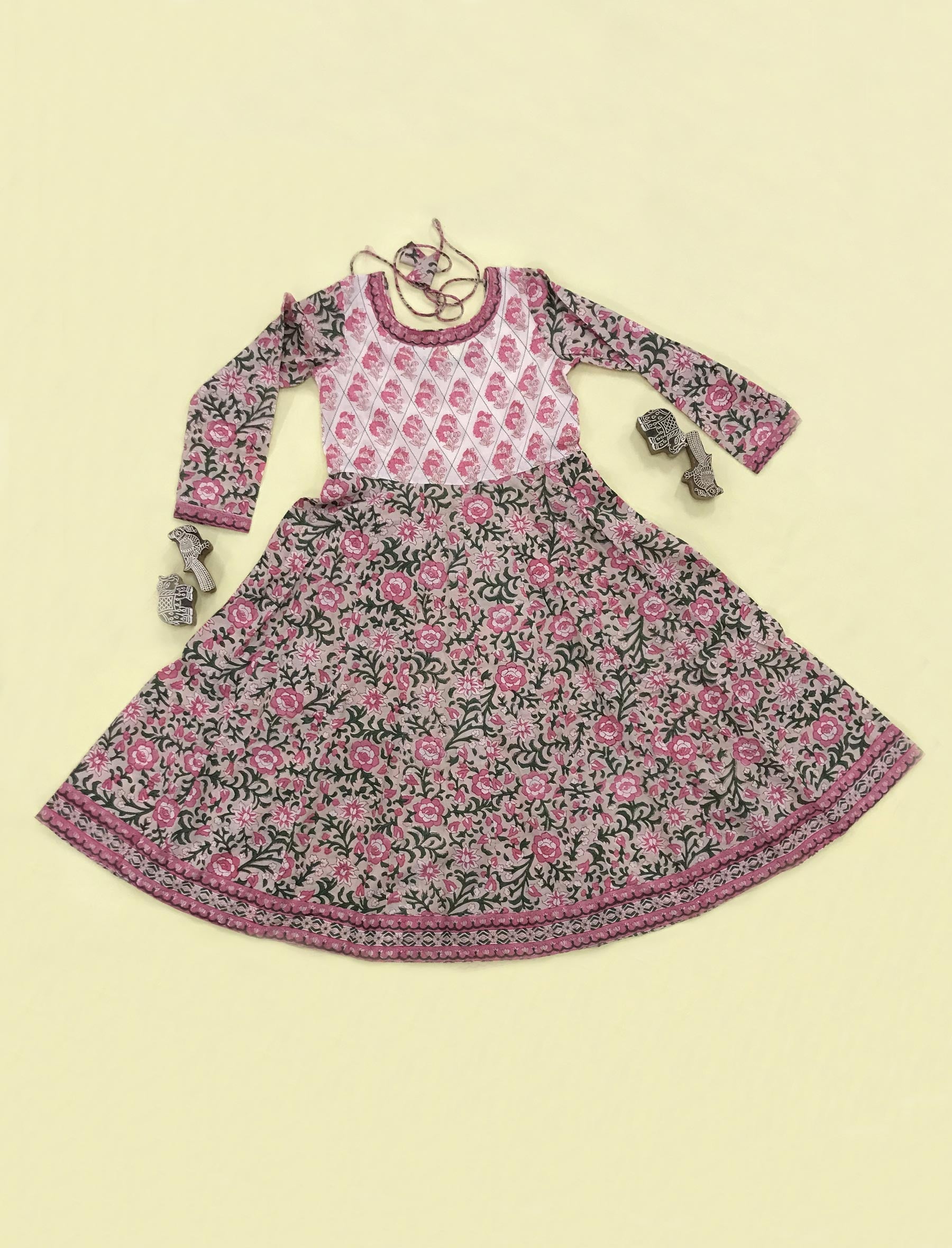 Block Printed Cotton Dress For Kids