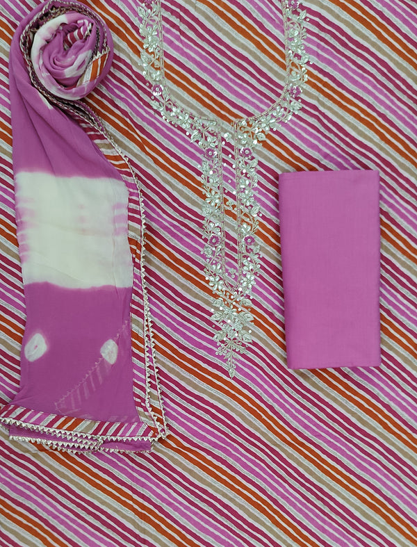 Multi Lehariya Glaze Cotton Printed Unstitched Suit