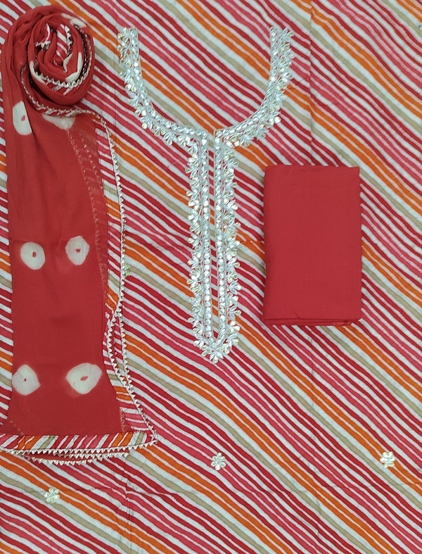 Multi Lehariya Cotton Printed Unstitched Suit