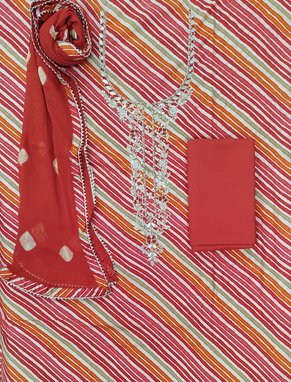 Multi Lehariya Cotton Printed Unstitched Suit