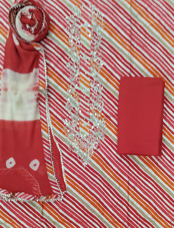 Multi Lehariya Cotton Printed Unstitched Suit