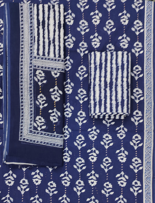 Block Printed Unstitched Dress Material With Cotton Dupatta