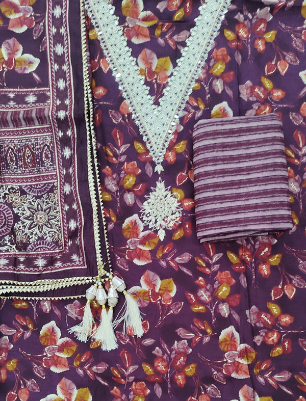 Festive Unstitched Printed Muslin Fancy Suit