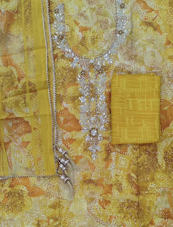 Festive Unstitched Printed Muslin Fancy Suit