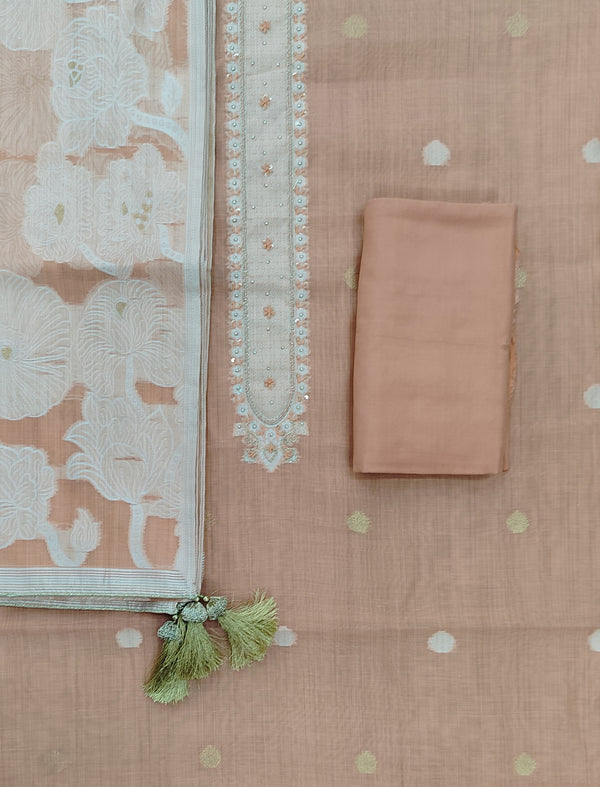 Festive Unstitched Chanderi Silk Fancy Suit