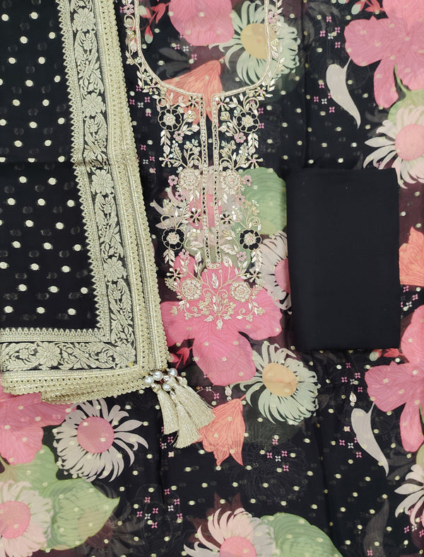 Festive Unstitched Organza Fancy Suit