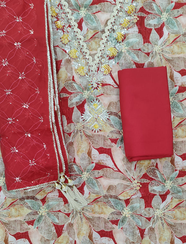 Festive Unstitched Printed Muslin Fancy Suit