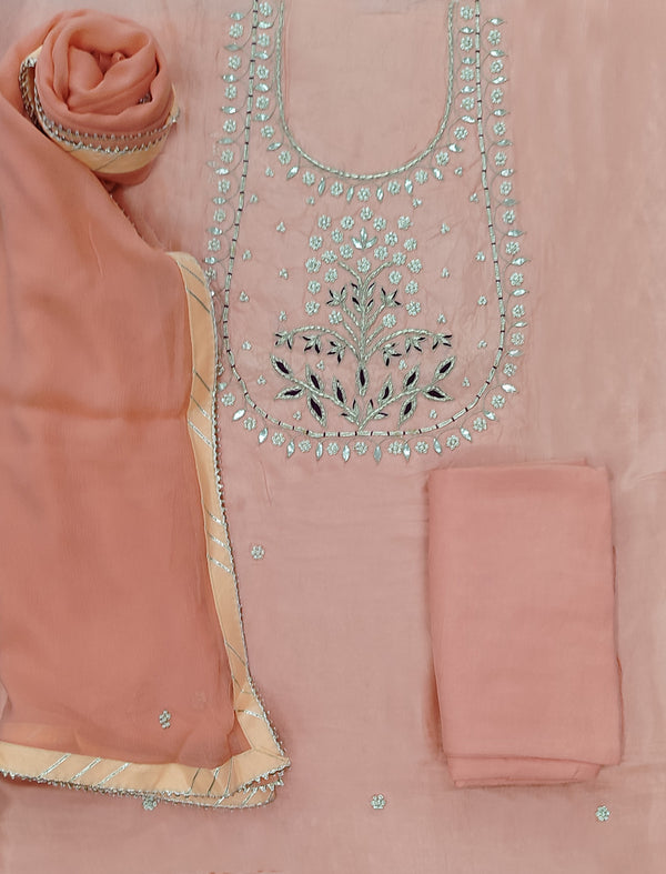 Festive Hand Work Unstitched Dola Silk Fancy Suit